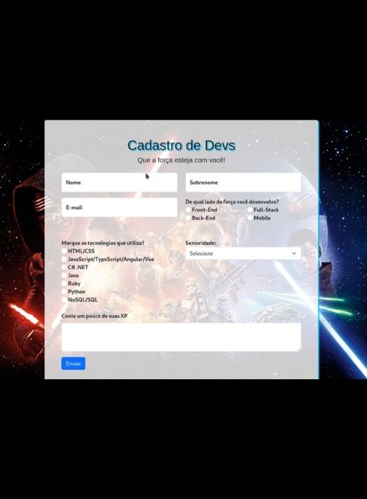 Projeto Cadastro de Devs